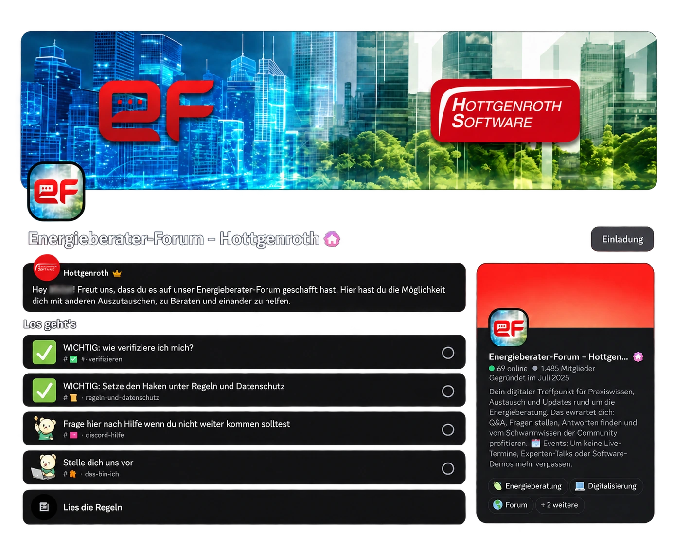 Willkommensbereich des Energieberater-Forums