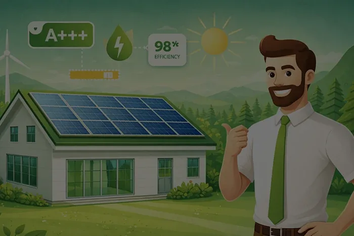 Original-Videovorschau: Wohnhaus mit Photovoltaikanlage und dargestelltem Berater
