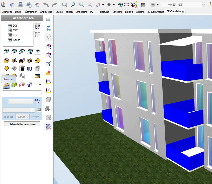 Screenshot - Sichtbarkeiten in der 3D-Darstellung
