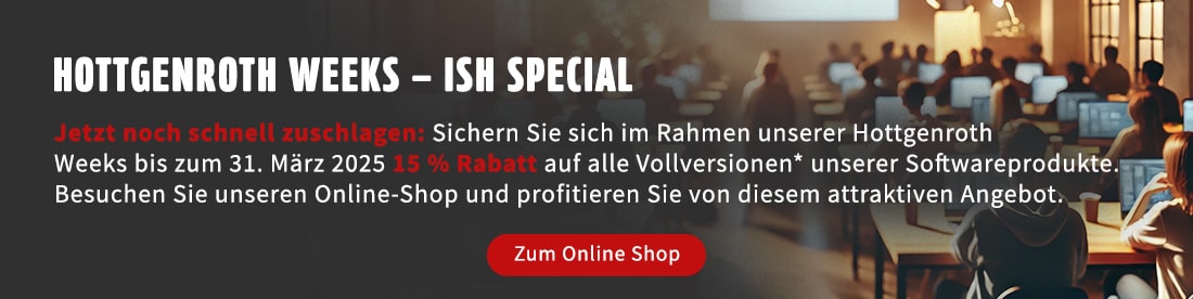 Hottgenroth Weeks - noch bis zum 31. März 15 % Rabatt sichern!