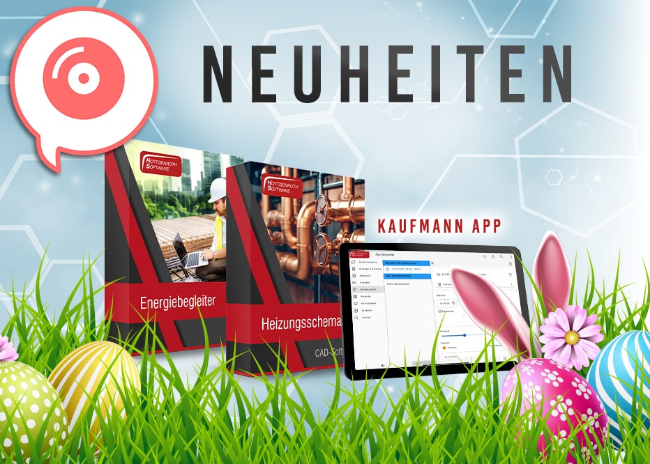 Unsere Neuheiten - Energiebegleiter, Heizungsschema, Kaufmann App Zeiterfassung